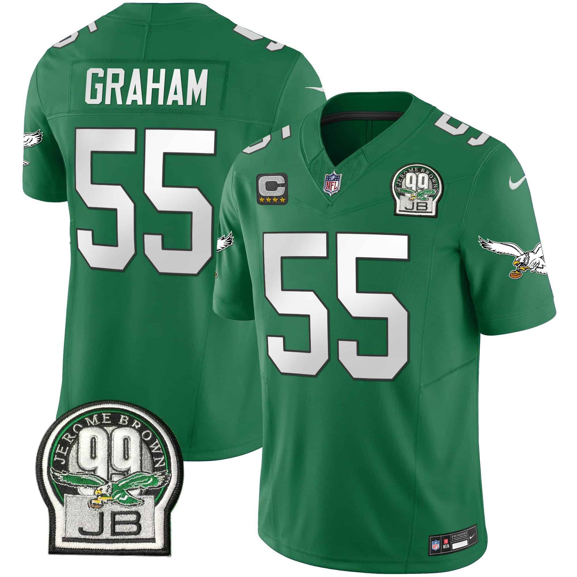 Men Philadelphia Eagles 55 Graham Green 2024 Nike Jerome Brown Patch Alternate Limited NFL Jersey style 1